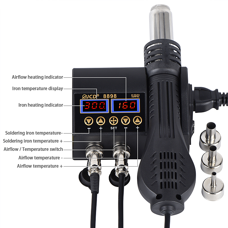 2 in 1 750 W Heteluchtpistool  - Hot Air Station 858 recensie en prijs