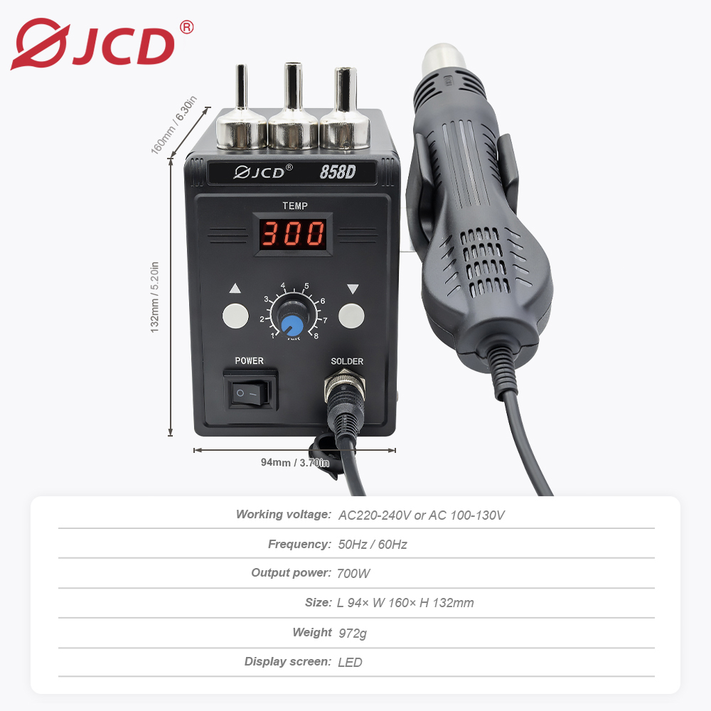 JCD Heteluchtpistool 858D BGA  - Hot Air Station 858 recensie en prijs